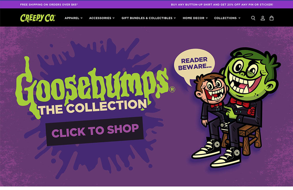 Creepy Co website home page thumbnail